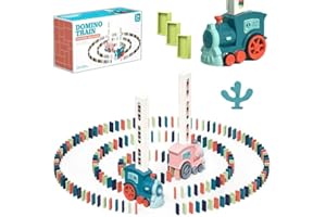 HKNBJ Domino Train Toy for Kids, Automatic Domino Train Blocks Stacking Toys, Kids Domino Train Toys with Music, Montessori Toys Autistic Christmas Birthday Gifts for Boys Girls 3-12 (Blue, 60 Blocks)