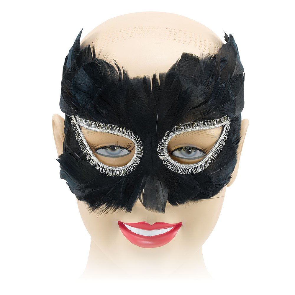 Bristol Novelty EM041 Feather Eye Mask, Womens, Black, One Size