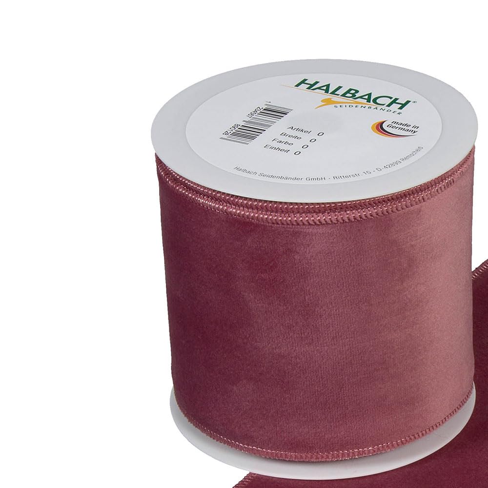 FloristryWarehouse Dusky Pink Christmas Velvet Fabric Ribbon 100mm (4") Wide on 8m roll Wired Edge