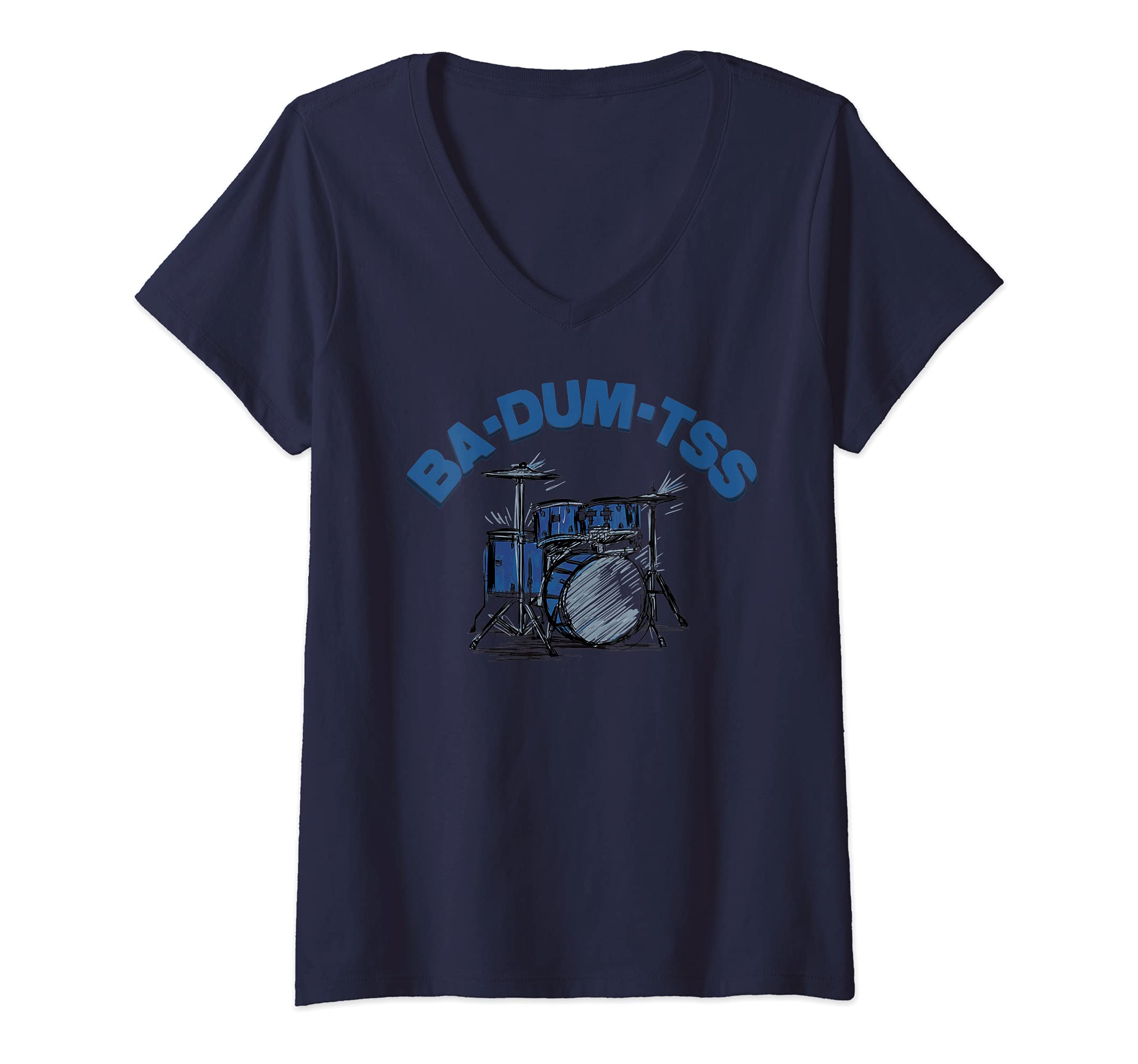 Womens Drum Kit Drummer Percussion Music Player V-Neck T-Shirt