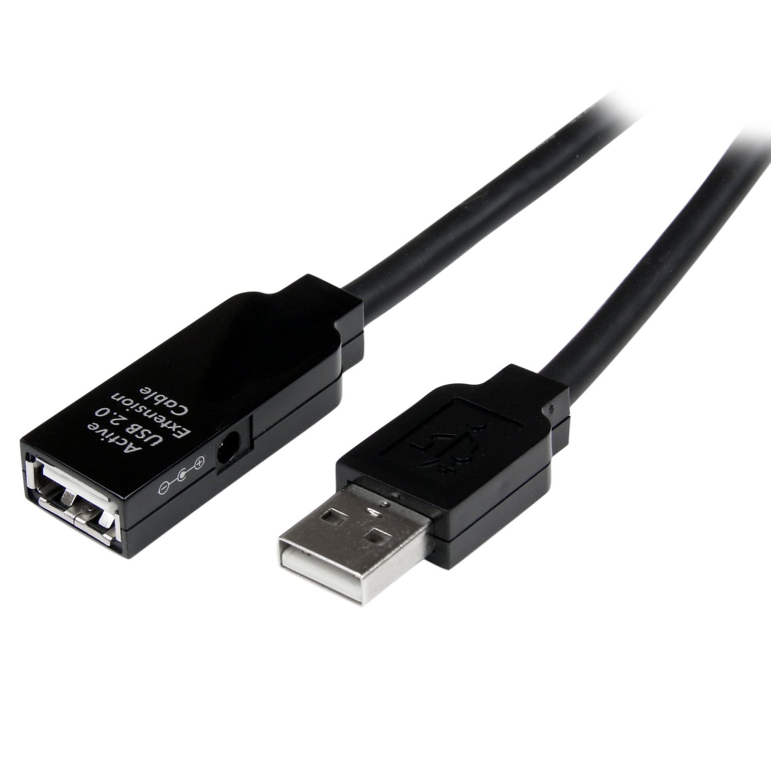 StarTech.com 15m USB 2.0 Active Extension Cable - M/F - 15 meter USB 2.0 Repeater Cable Cord - USB A Male to USB A Female - 15 m, Black (USB2AAEXT15M) — image 1