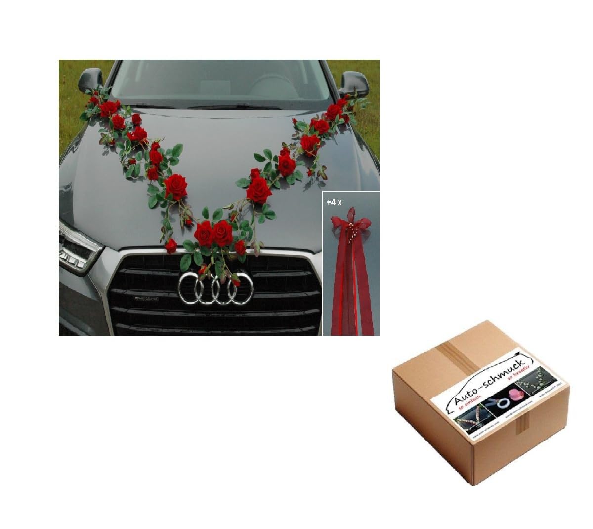 Rose Garland Bridal Couple Rose Decoration Car Decoration Wedding Car Wedding ® Car Decoration (Exclusive Red) — image 1
