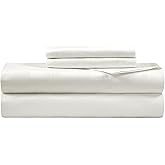 Royale Linens 300 Thread Count 100% Long Staple Combed Cotton Striped Sheet Set - 4 Piece Queen Bed Sheets - 1 Fitted, 1 Flat & 2 Pillow cases - Soft Cool & Crisp Sheet Set (Queen, Multi Stripe White)