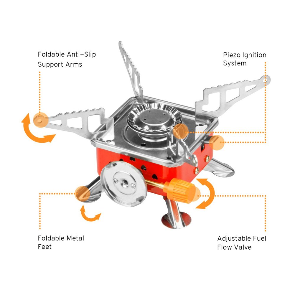 XUELIEE Ultralight Mini Portable Outdoor Backpacking Camping Stove with Piezo Ignition Stent