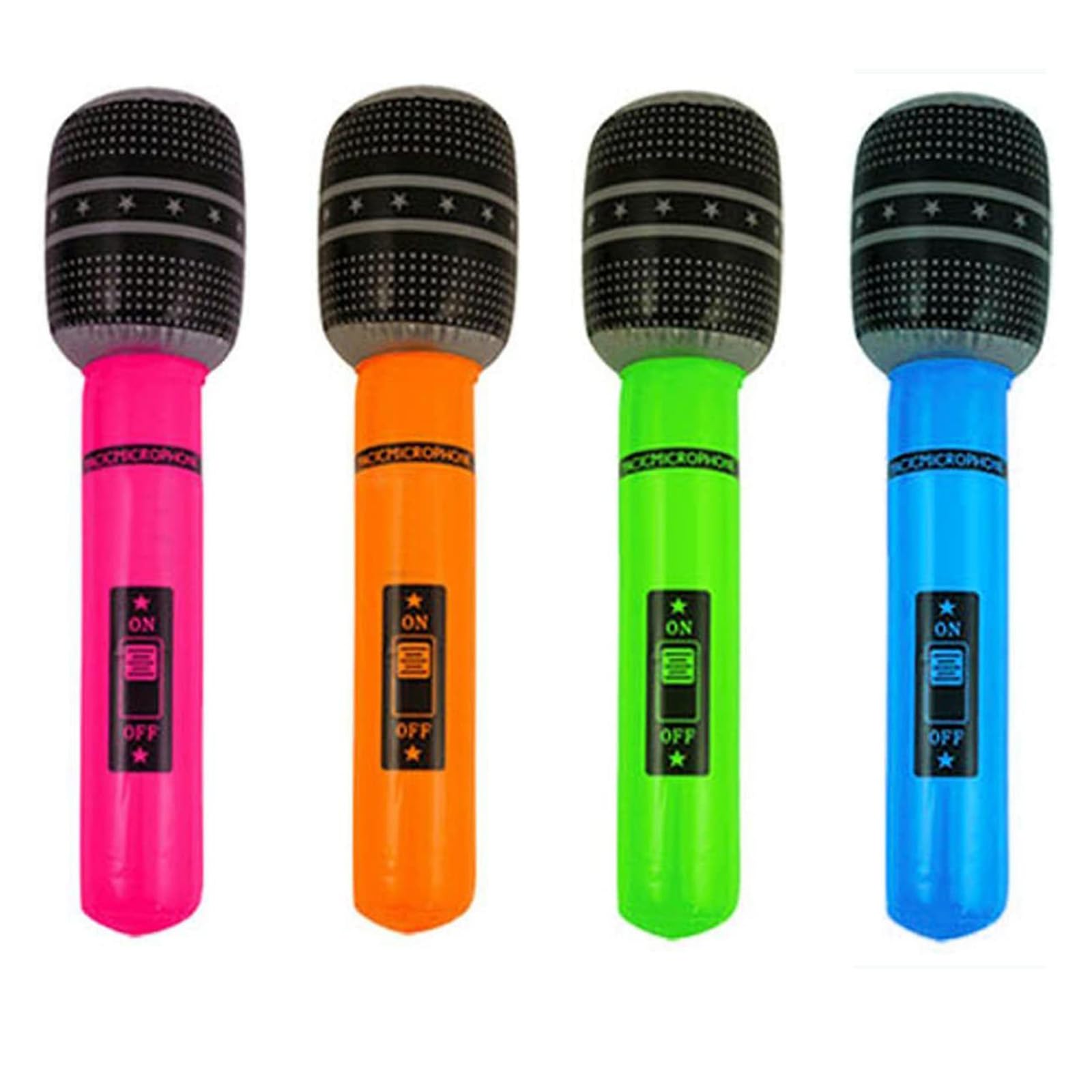 Qinsky Inflatable Microphones,4pcs Balloon Microphone Music Toy Pretend Play Microphone Toys Musical Instrument Party Supplies Gifts (4 Colors)