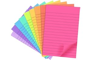 9Pack Sticky Notes, 4X6 in,Large Ruled Stickies Colorful Super Sticking Power Memo Pads Strong Adhesive, Sticky Notes with Li