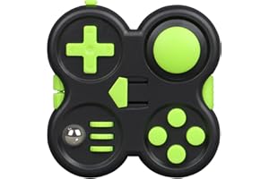 QOOLBUY Premium Fidget Pad Toy,Relief Stress and Anxiety,Fidget Buttons Controller to Kill Time,Fidget Game Pad for Kids and Adults with Autism,ADD,ADHD (Black-Green)