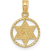 DEWBERRY 14K Yellow Or White Gold Star of David Charm Pendant | Religious Charm Necklace | Jewish star necklace For Men & Women