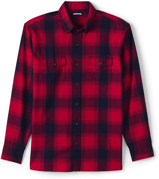 Lands' End Men's Tailored Fit ComfortFirst Lightweight Flannel Shirt