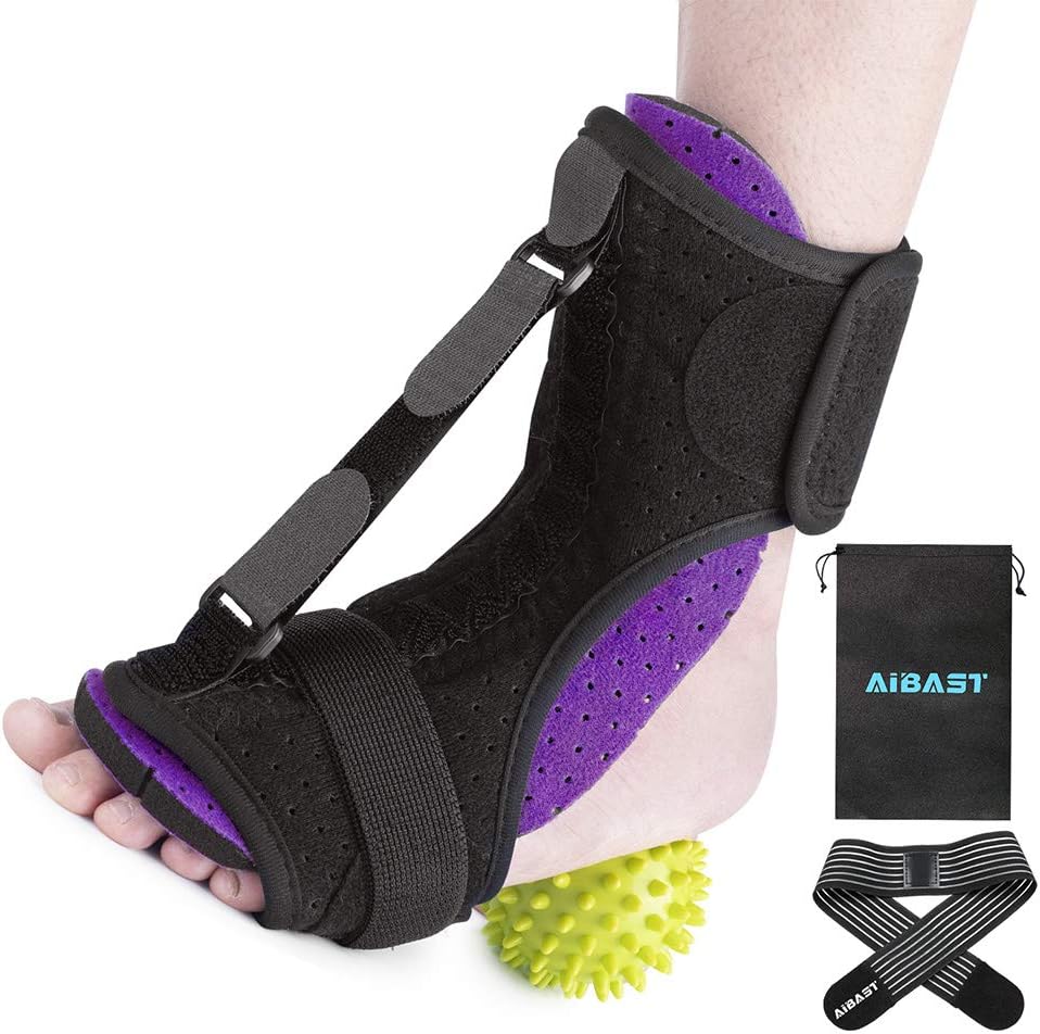 AiBast Plantar Fasciitis Night Splint, 2020 New Upgraded Purple Multi Adjustable Ankle Brace Foot Drop Orthotic Brace for Plantar Fasciitis, Arch Foot Pain, Achilles Tendonitis Support for Women, Men: Health & Personal Care