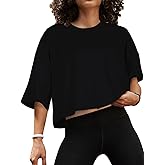 Summer Crop Tops for Womens Casual Half Sleeve Top Loose Fit Short Sleeve T Shirts Workout Oversized Tees