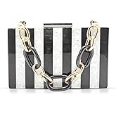 QTKJ Acrylic Evening Bag, Clutch Purses for Women, Colorful Geometry Motifs Crossbody Bag for Wedding Party(Black)