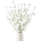 IPOPU 8PCS White Sweet Pea Flowers Artificial 39" Tall Fake Flowers Faux Silk Flowers Long Stem Artificial Flowers for Tall Vase Wedding Party Home Decoration(White)