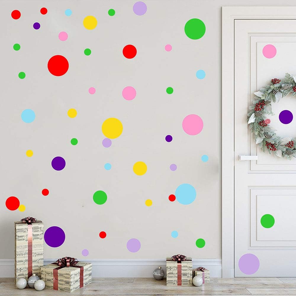 Polka Dots Wall Stickers (140dots) Colorful Dot Wall Decals Circle Round Wall Stickers Vinyl Wall Decal Dot Decor Primary Colors Removable Peel and Stick Wall Decals for Kids Room Nursery Playroom - Image 5