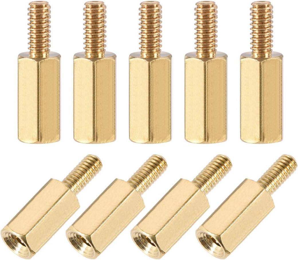 sourcing map M2.5x10mm+6mm Male-Female Brass Hex PCB Motherboard Spacer Standoff for FPV Drone Quadcopter Computer & Circuit Board 20pcs