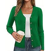 GRACE KARIN Women's Long Sleeve V Neck Button Up Cardigan Sweaters Trendy Ribbed Knit Open Front Casual Jacket