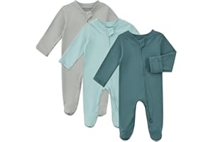 Aablexema Baby Organic Cotton Pajamas 2 Way Zipper Preemie Newborn One Piece Outfit Long Sleeve Footed Sleepwear