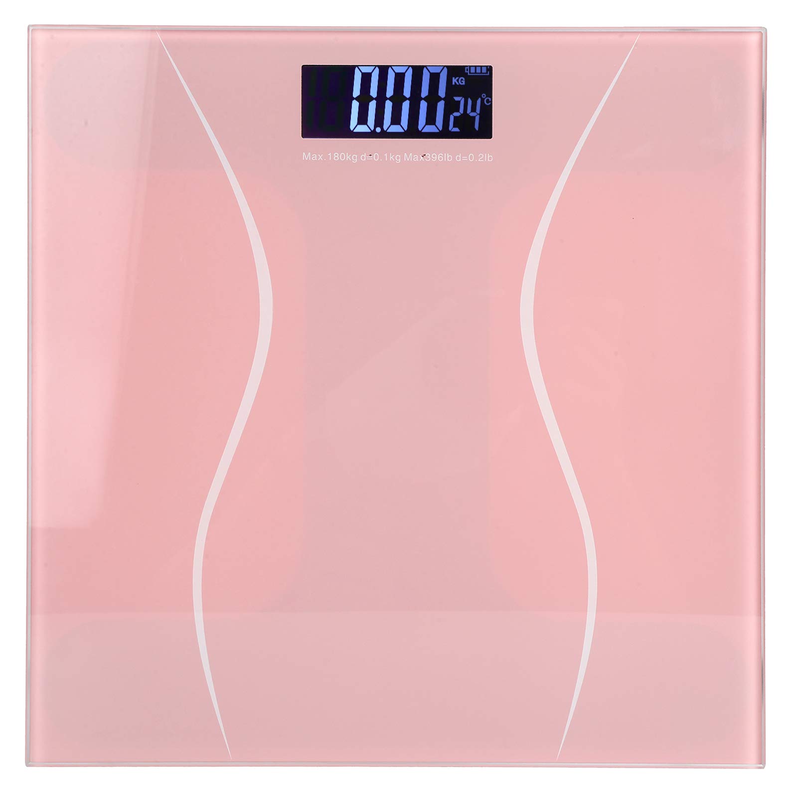 Natudeco Digital Body Weight Scale 180kg/400lb Bathroom Scale Electronic Weighing Scale with LCD Backlight Display Automatic Shutdown and Reset for Home and Gym Use(Pink)