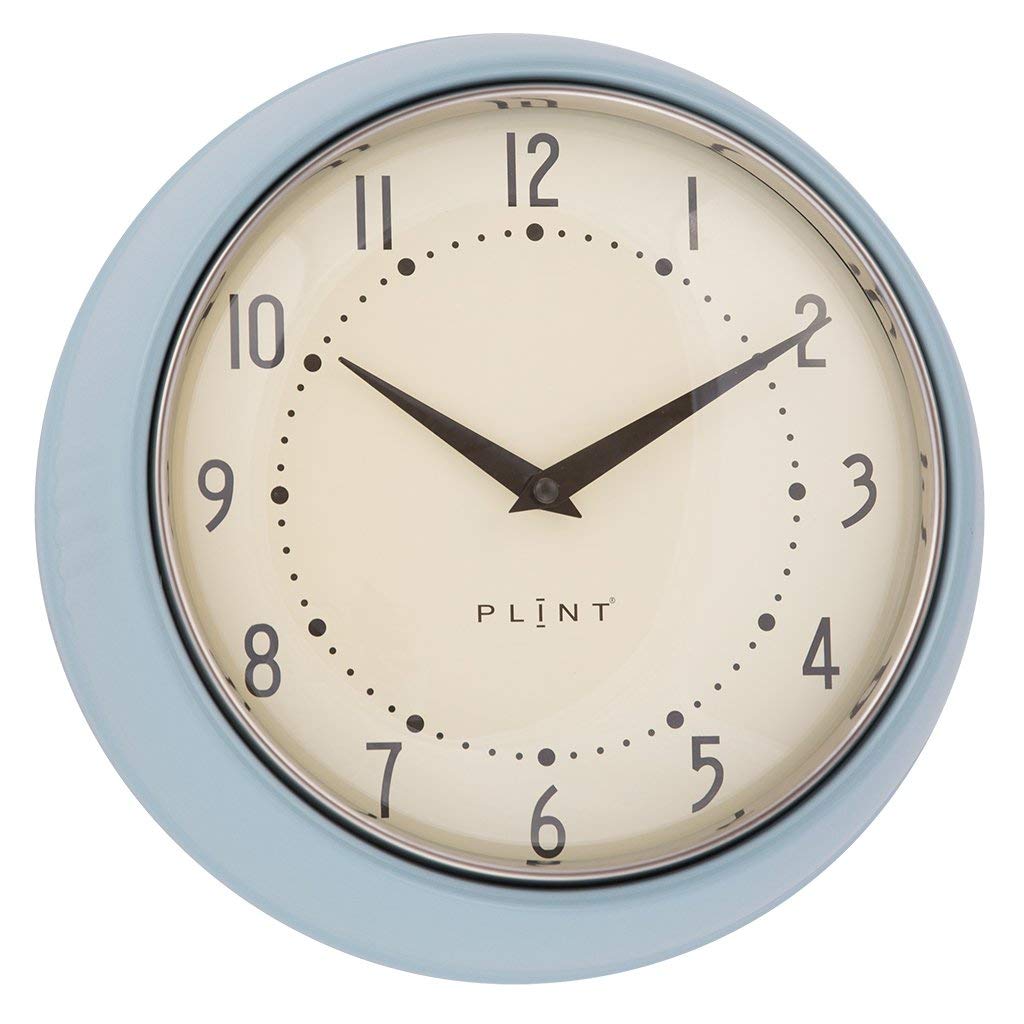 Plint Retro Wall Clock, Kitchen Clock, Danish Design, Ice Blue, Ø 23 cm x 7 cm
