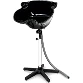 Height Adjustable Portable Salon Deep Shampoo Basin Sink Hair Treatment Bowl with Drain Hose Black