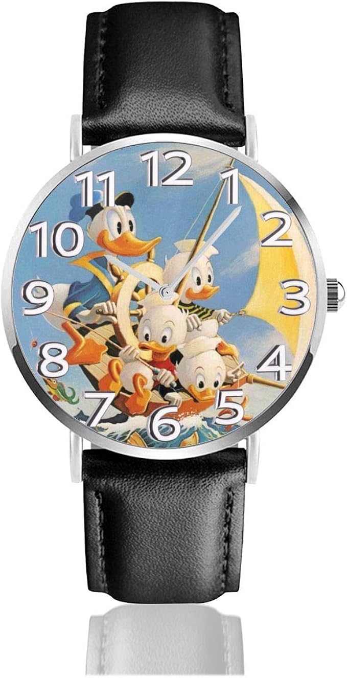 Donald Duck Unisex Easy Reader Quartz Analog 38mm Leather Strap Watch
