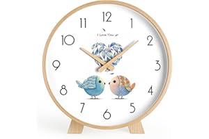 Maxspace Table Clock - Silent Non-Ticking 8in Wooden Timepiece Desk Clock Perfect for Living Room Office Bedroom Decor