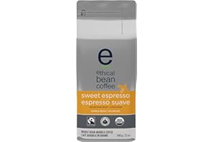 Ethical Bean Fairtrade Organic Coffee, Sweet Espresso Medium Dark Roast, Whole Bean Espresso Coffee