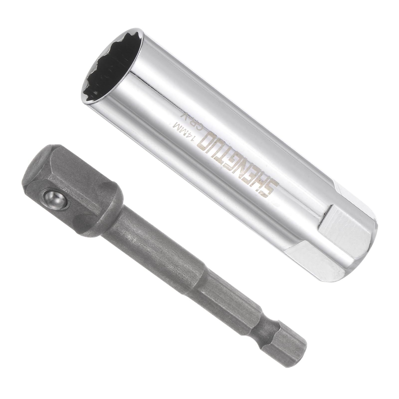 CoCud Spark Plug Socket Set, Metric 14mm 3/8" Drive 2.5" Length, CR-V Mirror Finish Socket with Socket Extension - (Applications: for Fastener Application)