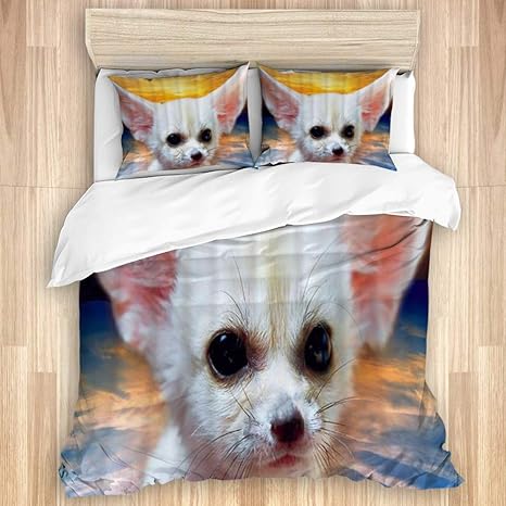 Amazon Wotaka 布団カバー セミダブル 4点セット チワワの長い耳と大きな目白いかわいい犬の夕日の輝き 肌に優しい掛けふとん 枕カバー 洋式 和式兼用ベッドカバー 175x210cm 寝具カバーセット オンライン通販