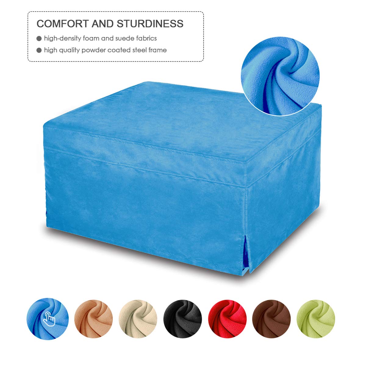 NOVA_FURNITURE Ottoman Slipcover, Sofa Slipcovers, Protector Covers, Microfiber,Blue