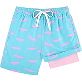 Cozople Boys Swim Trunks with Boxer Brief Liner Compression Swimwear Quick Dry Swim Shorts Bathing Suits 7-20 Years