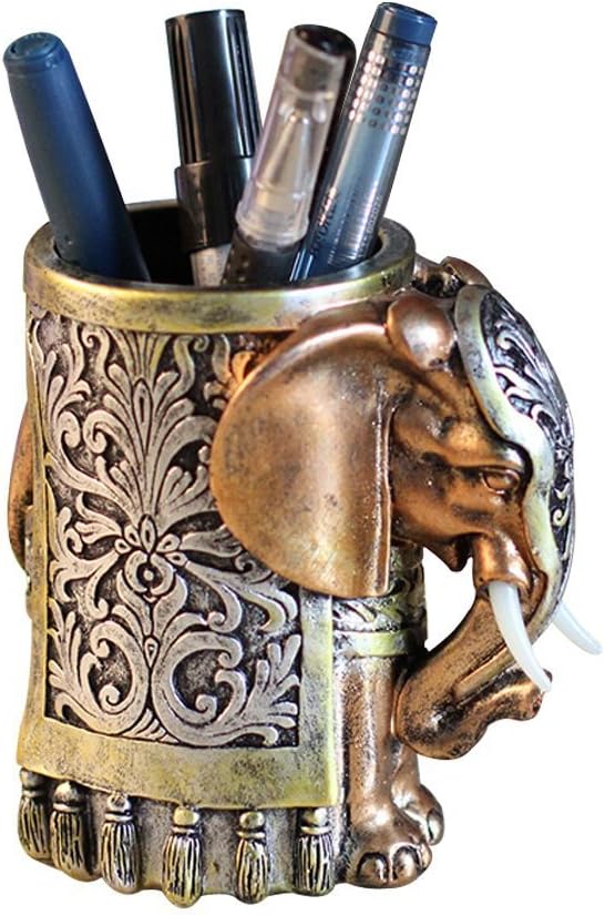 Resin Pencil Holder Desk Organizer Elephant Head