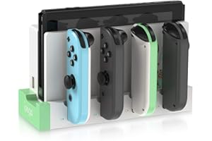 KLIPDASSE Charging Dock Compatible with Nintendo Switch for Joy Con & OLED 6 Controller with LED Indication, Switch Charger Dock Station