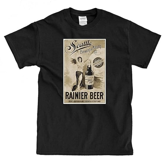 Rainier Beer Vintage Ad black TShirt (3xl)