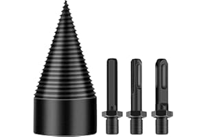 JNDO Wood Splitter Drill Bit Heavy Duty 42mm Firewood Drill Bit with Removable Hex Shank+ Square Handle+ Round Hammer Handle