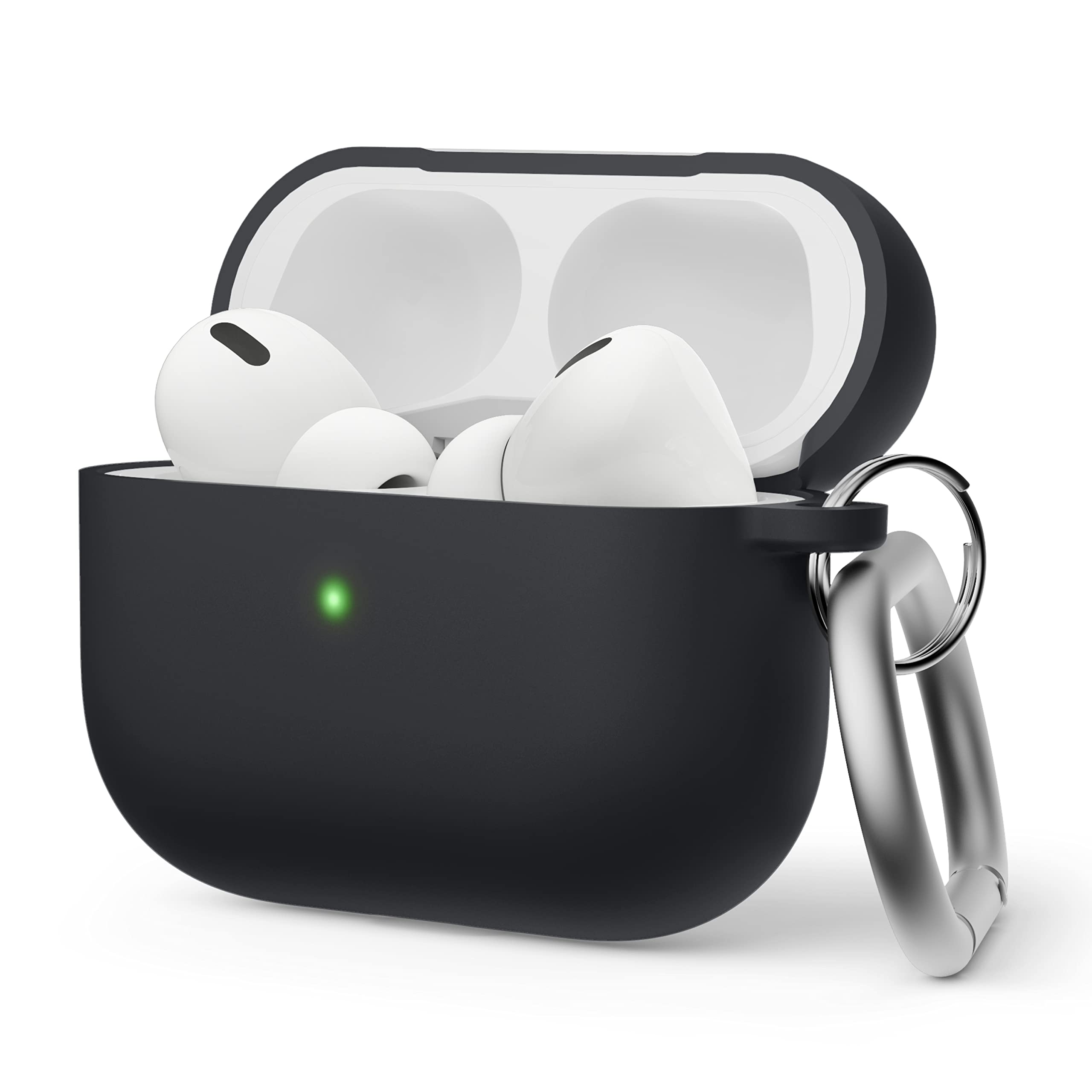 elago Liquid Hybrid Silikon Hülle Kompatibel mit Apple AirPods Pro 2. Generation Case, Dreischichtige Struktur : Voller Schutz, Front-LED sichtbar, Unterstützt Kabelloses Aufladen (Schwarz)
