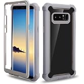 Asuwish Phone Case for Samsung Galaxy Note 8 Cover Rugged Shockproof Hard Drop Proof Full Body Protective Heavy Duty Hybrid Mobile Dual Layer Slim Cell Accessories Note8 Not S8 Gaxaly Women Men Grey