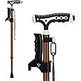 Hold 440 Lbs Walking Cane for Men & Women Aluminum Alloy Lightweight Height Adjustable Walking Stick Heavy Duty Foldbale Free Standing Cane with LED for Seniors Adults