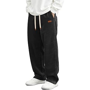 Hardaddy Mens Corduroy Pants Baggy Sweatpants Open Bottom Sweat Pants | Elastic Waist Drawstring,Loose Fit Joggers,Vintage Pa