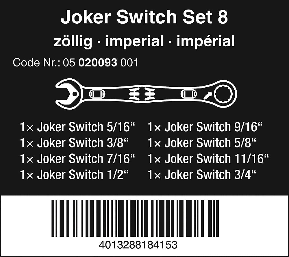Wera 05020093001 6001 Joker Switch 8 Imperial Set 1, Maul-Ringratschenschlüssel-Satz, zöllig, 8-teilig 2