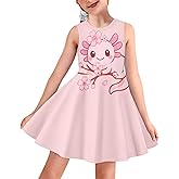 Cndexd Girls Sleeveless Dress Casual Swing Sundress Crew Neck Tank Dresses Stretchy Holiday Dress for Girls Age 3-16 Years