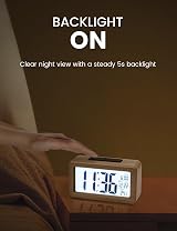 aboveClock Digital Alarm Clock Wooden Bedside Clock with Temperature view 3