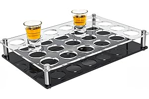 Geryvtee 24 Shot Holder Tray Acrylic Shot Tray Clear Wine Glass Organizer Wine Display Holder Cups Display Accessories for Party, Bar, Club,Hole: 1.5 Inch