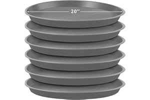 Eccliy 6 Pack Plastic Plant Saucer Heavy Duty Planter Saucers Large Plant Pot Saucers Plastic Water Trays for Indoors and Outdoors Flower Plant Plant Drip (Gray,20 Inch)
