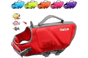 Sheripet Dog Life Jacket, Good Visibility Dog Life Vest for Swimming with Reflective Stripes and Rescue Handle, Adjustable High Flotation Pet Swim Vest for Small Medium and Large Dogs, Medium