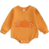 Giraropa Baby Boy Halloween Outfit My First Halloween Sweatshirt Romper Pumpkin Jumpsuit Cute Newborn Fall Winter Clothes