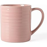 TaoTaojarvie Ceramic Coffee mugs, 23 oz, Extra Large Mugs, Big Tea Cup, Large Handle, Pottery Mug, Big Belly, Transmutation Glaze,Wide Bottom, stripe pattern, Microwave & Dishwasher Safe. (Pink)