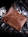 Lareinea Men Genuine Leather Cowhide Zip Wallet Vintage Bifold with Double Zipper Pockets (Brown)
