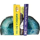 Teal Agate Bookend Pair - 3 to 6 lb - Geode Bookend with Rock Paradise Exclusive COA
