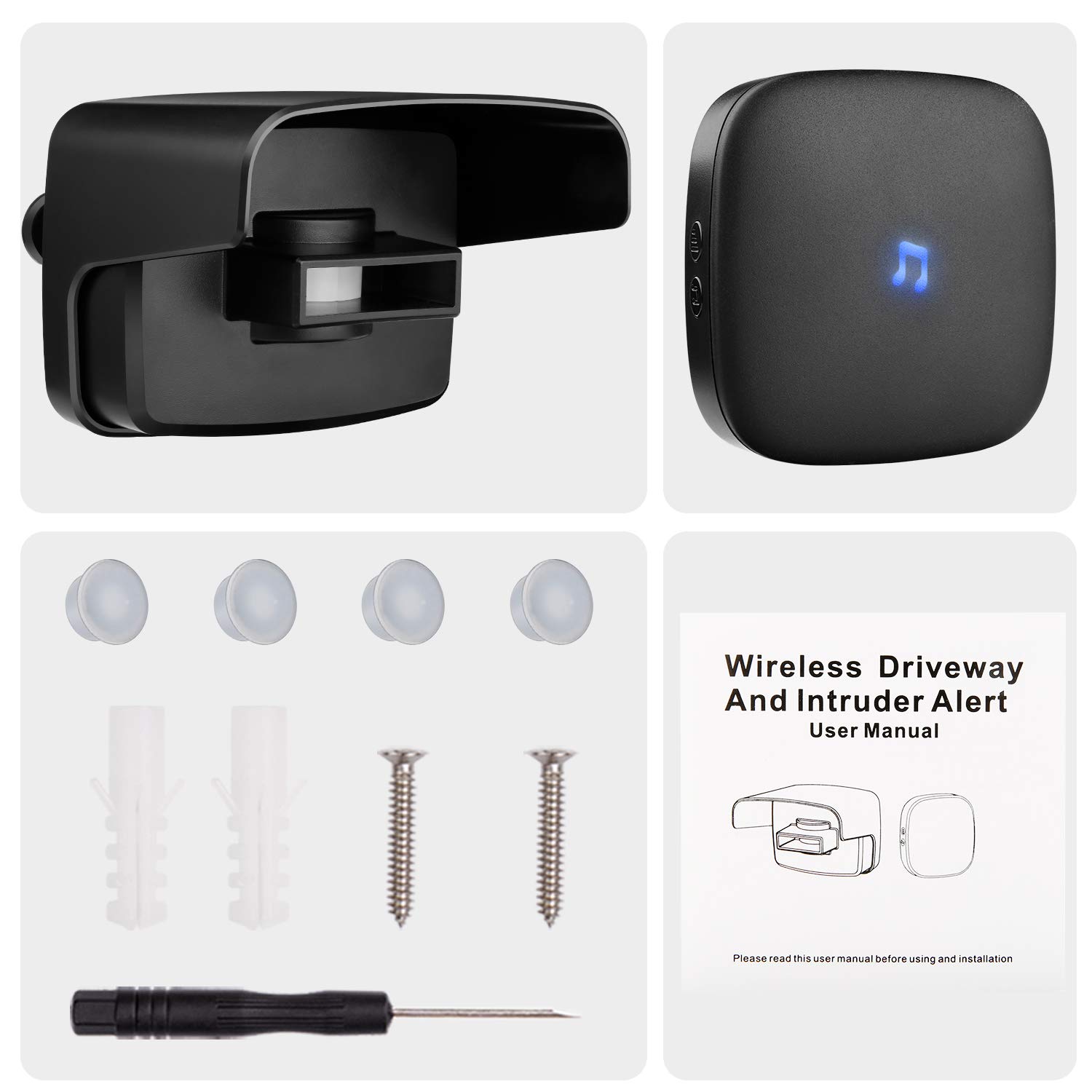 Driveway Sensor Wireless - Driveway Motion Detecor with 500ft Wireless Range,Driveway Motion Sensor Alarm Waterproof Motion Sensor & Detector for Home,Yard,Garage (1 Driveway Sensor + 1 Receiver)